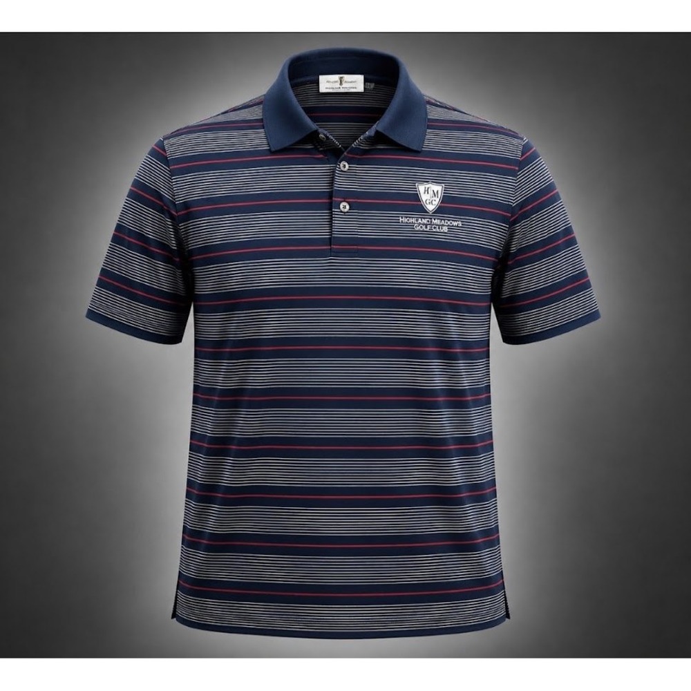Harry Vardon Mens XL Polo Shirt Navy Striped Triple Mercerized Cotton Golf Club